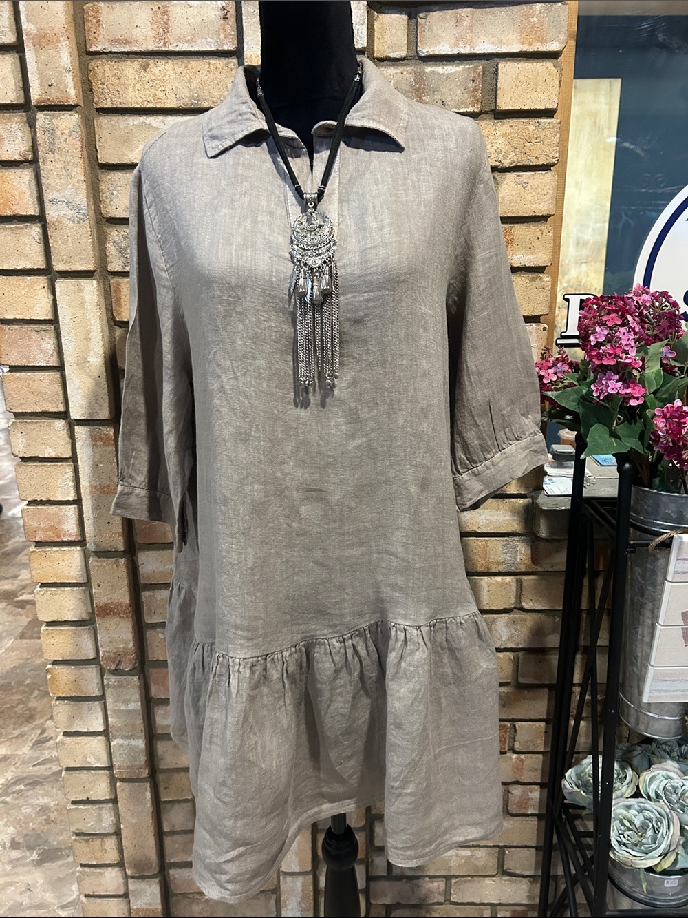 NWT Tempo Paris Relaxed Linen Tunic Dress M